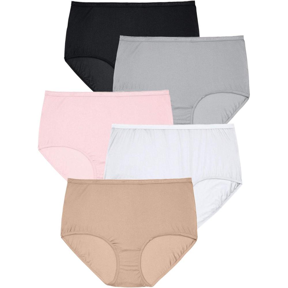 image:imageComfort Choice Plus Size Full Coverage Nylon Brief 5PackBasic Pack
