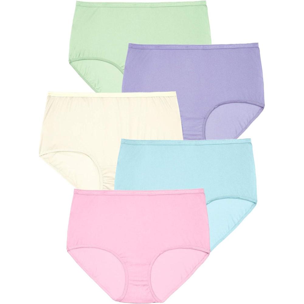 image:imageComfort Choice Plus Size Full Coverage Nylon Brief 5PackPastel Pack