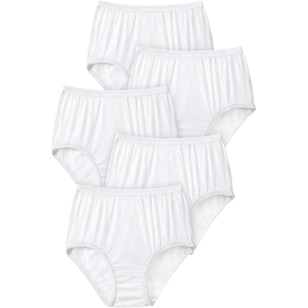 image:imageComfort Choice Plus Size Full Coverage Nylon Brief 5PackWhite Pack