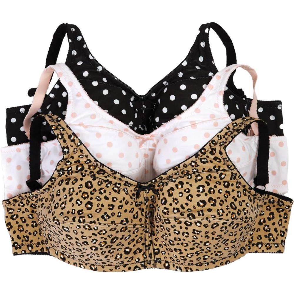 image:imageComfort Choice Womens Plus Size 3Pack Cotton Wireless BraPolka Dot Assorted