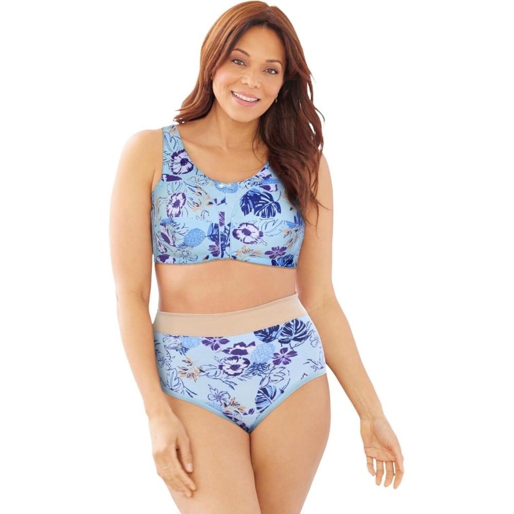 image:imageComfort Choice Womens Plus Size 3Pack Cotton Wireless BraTropical Pineapple Assorted