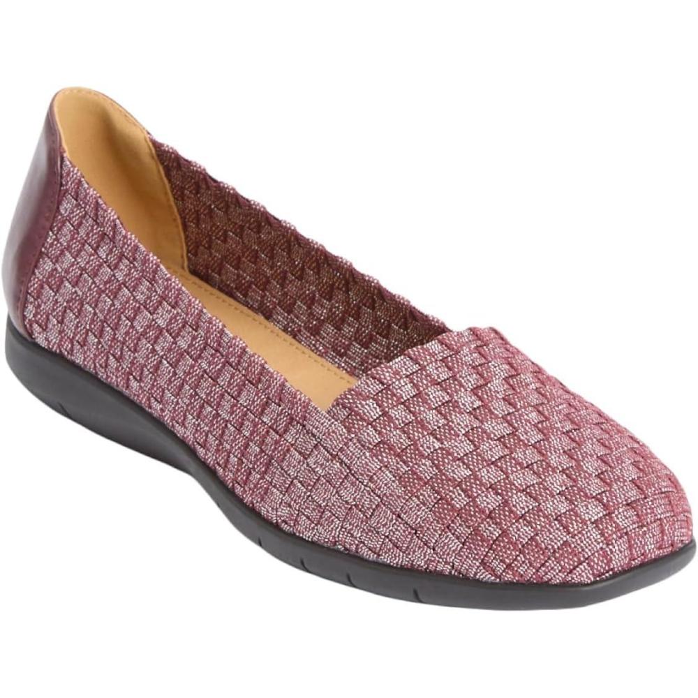 image:imageComfortview Womens The Bethany Slip On Flat Wide Widths AvailableBurgundy Metallic