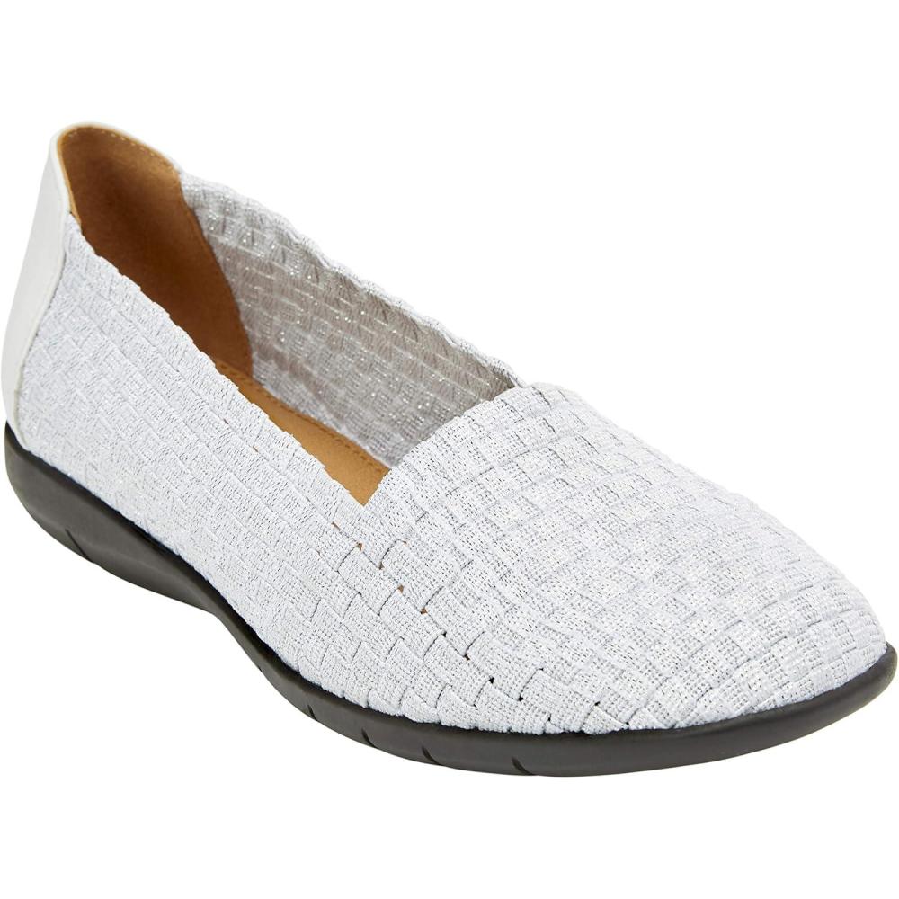 image:imageComfortview Womens The Bethany Slip On Flat Wide Widths AvailableWhite Metallic