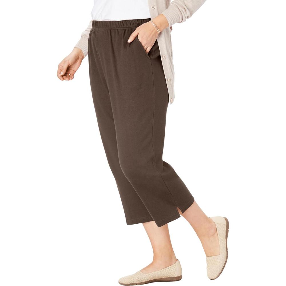 image:imageWoman Within Plus Size 7Day Knit CapriChocolate