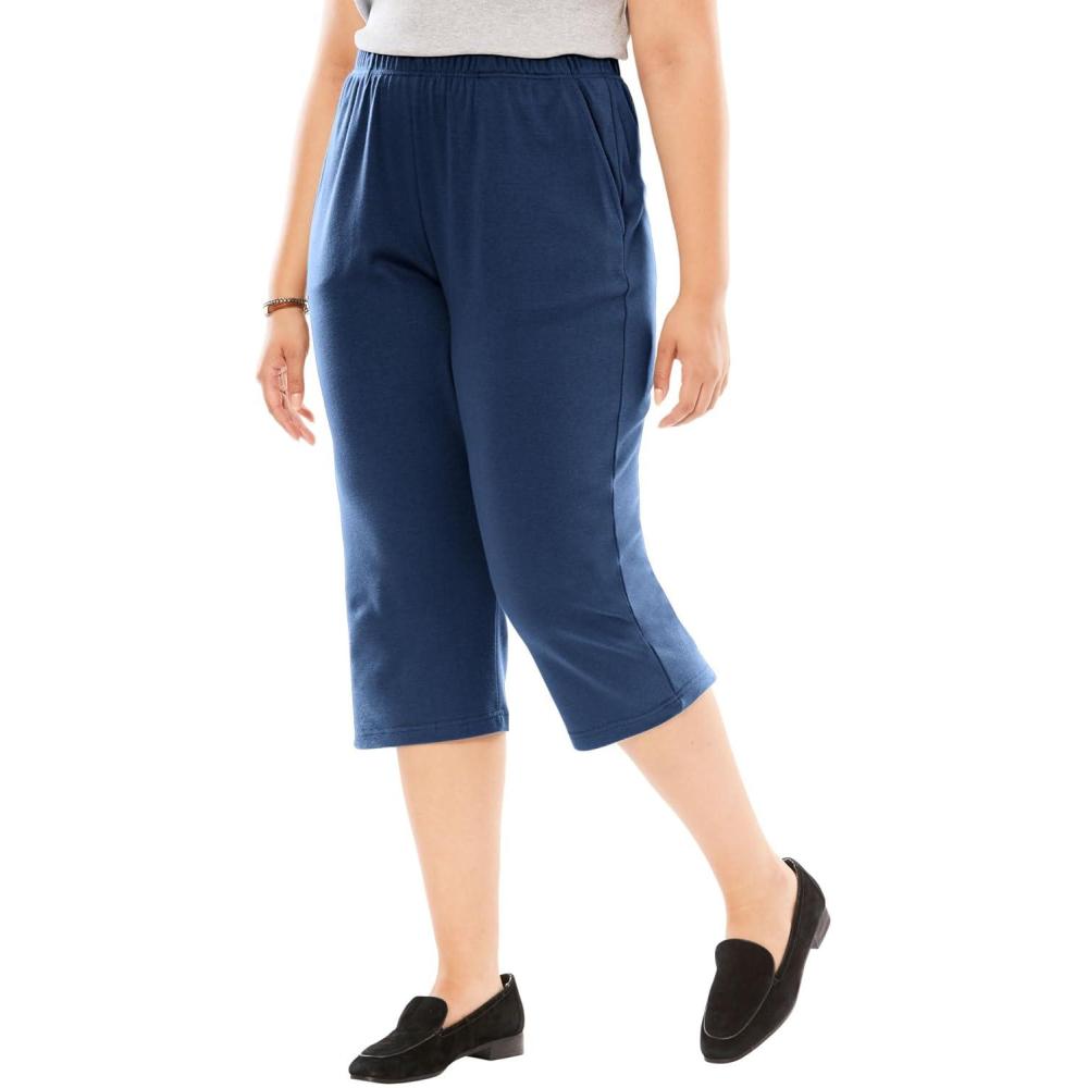 image:imageWoman Within Plus Size 7Day Knit CapriNavy
