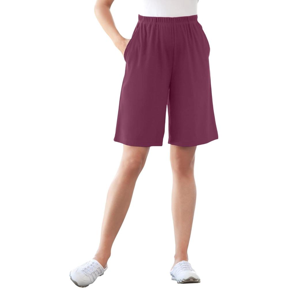 image:imageWoman Within Plus Size 7Day Knit ShortDeep Claret
