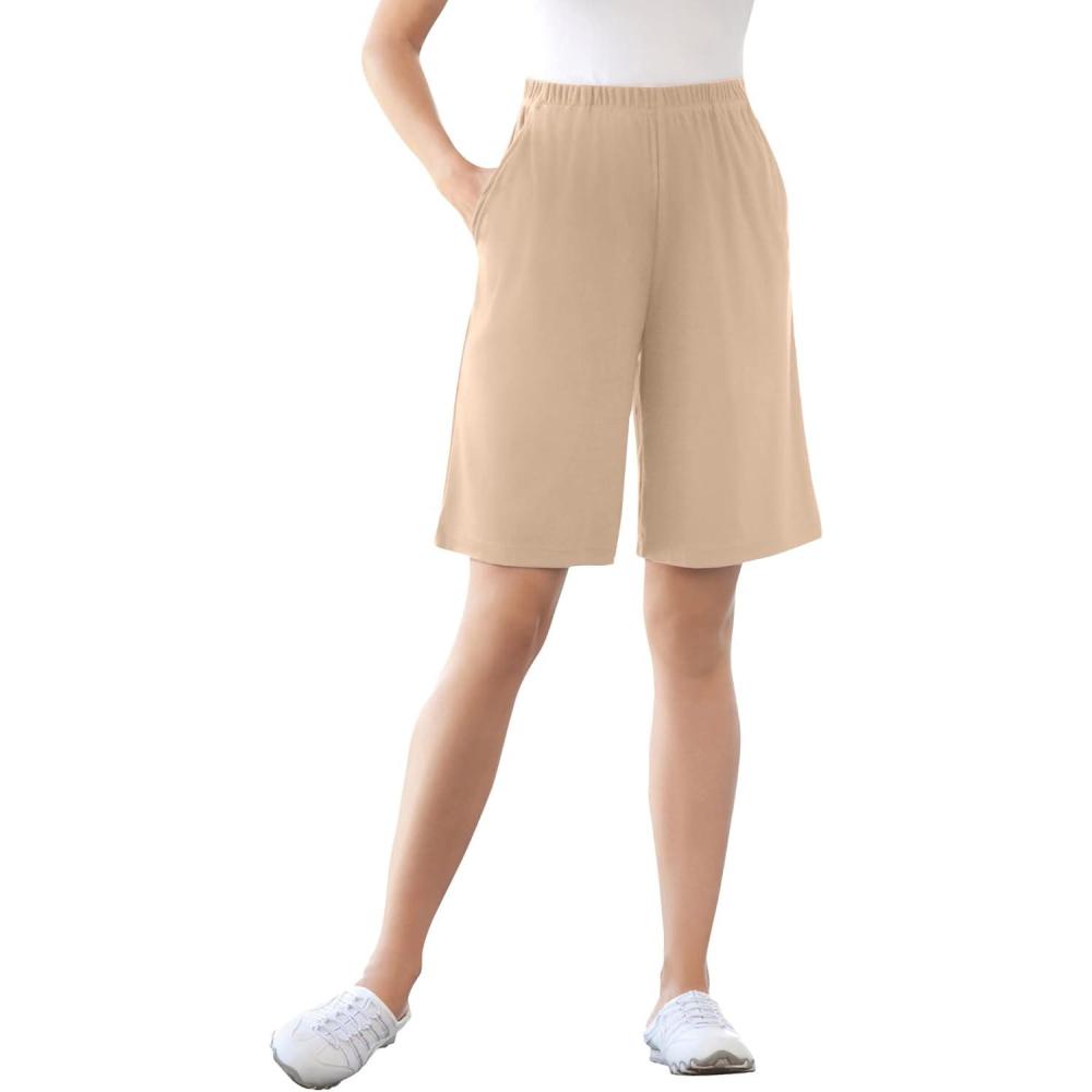 image:imageWoman Within Plus Size 7Day Knit ShortNew Khaki