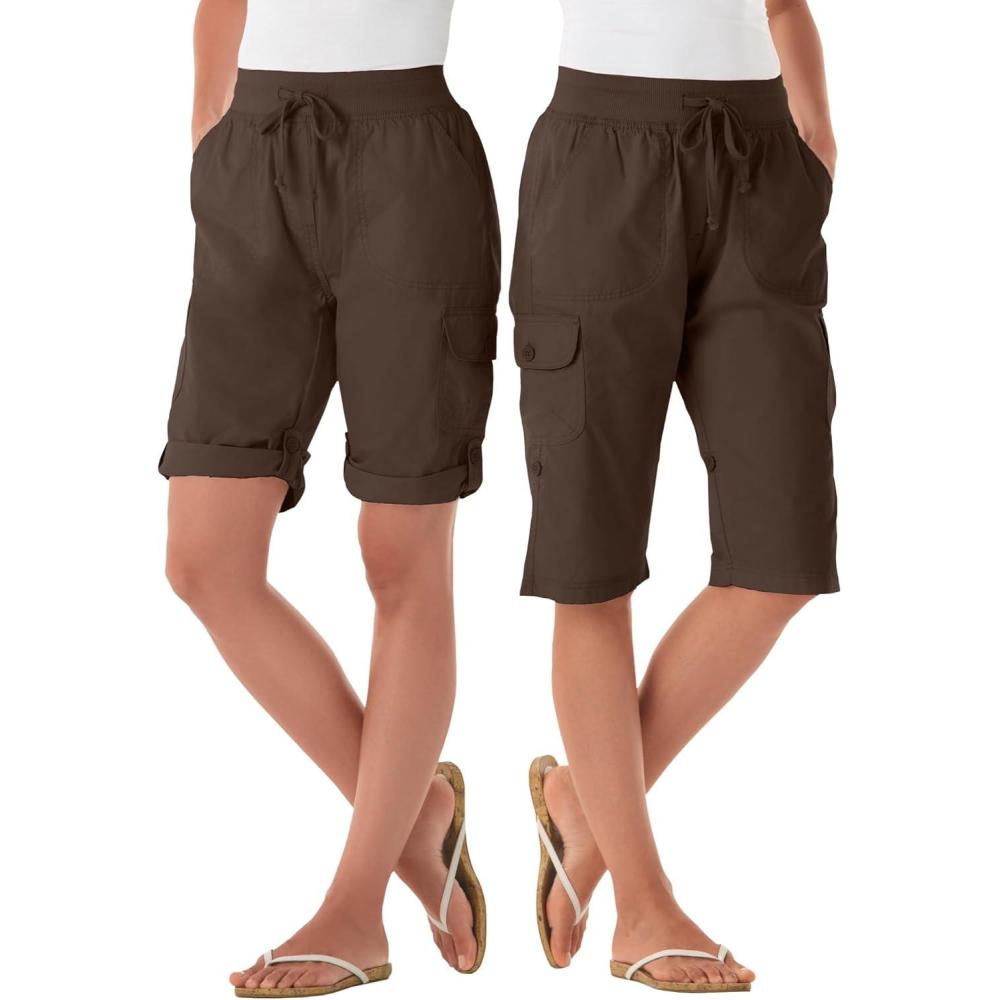 image:imageWoman Within Plus Size Convertible Length Cargo BermudaShortChocolate