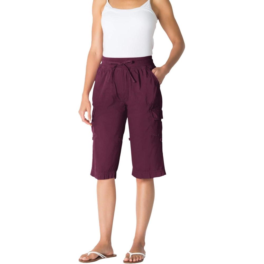 image:imageWoman Within Plus Size Convertible Length Cargo BermudaShortDeep Claret