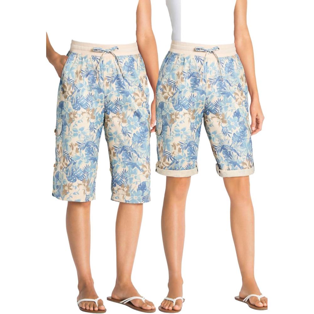 image:imageWoman Within Plus Size Convertible Length Cargo BermudaShortNatural Khaki Tropical