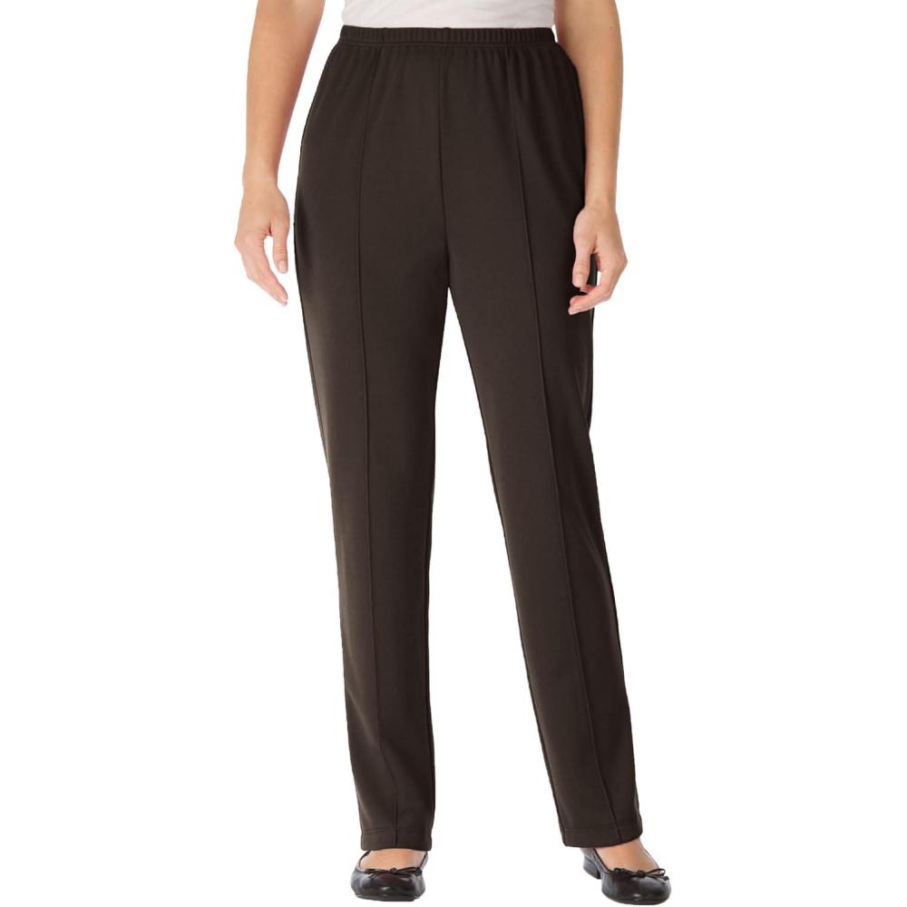 image:imageWoman Within Plus Size Knit PullOn ElasticWaist PantsChocolate