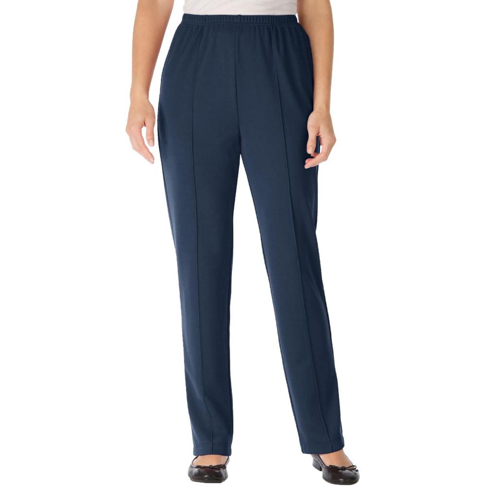 image:imageWoman Within Plus Size Knit PullOn ElasticWaist PantsNavy