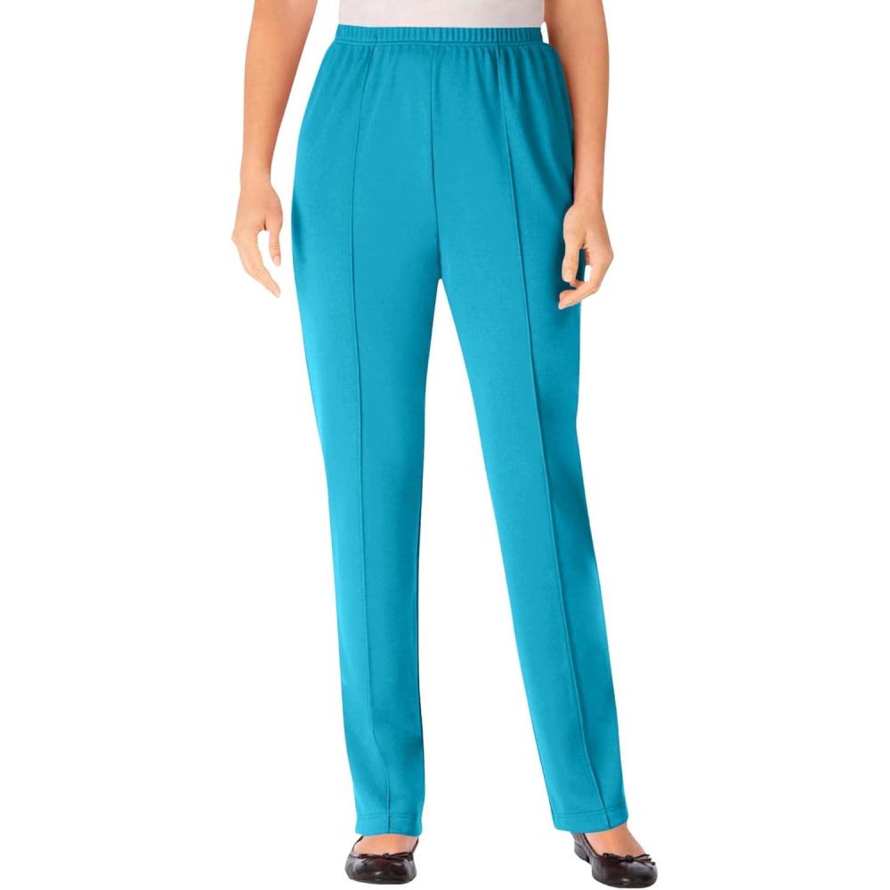 image:imageWoman Within Plus Size Knit PullOn ElasticWaist PantsTurq Blue