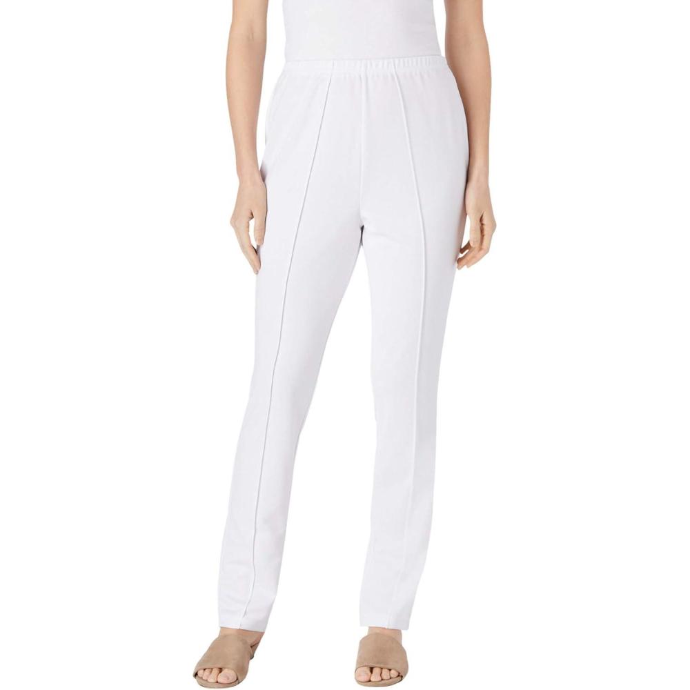 image:imageWoman Within Plus Size Knit PullOn ElasticWaist PantsWhite