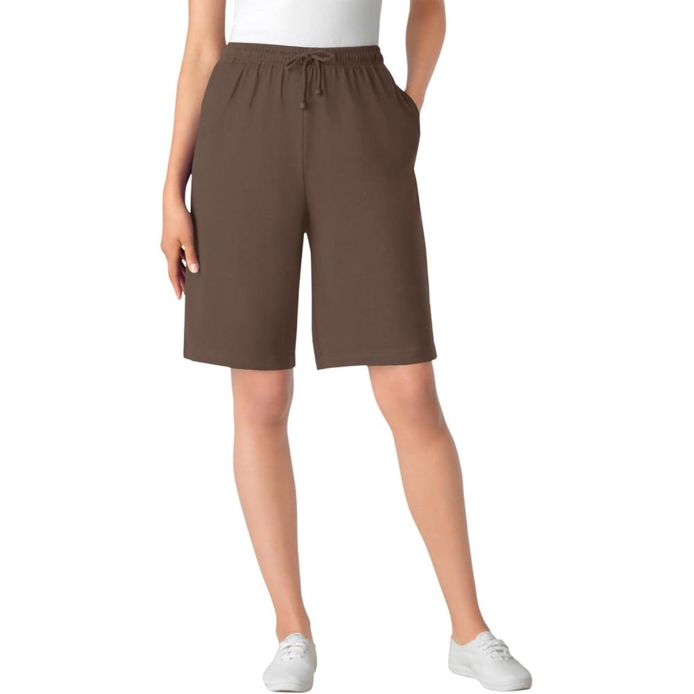 image:imageWoman Within Plus Size Sport Knit ShortChocolate