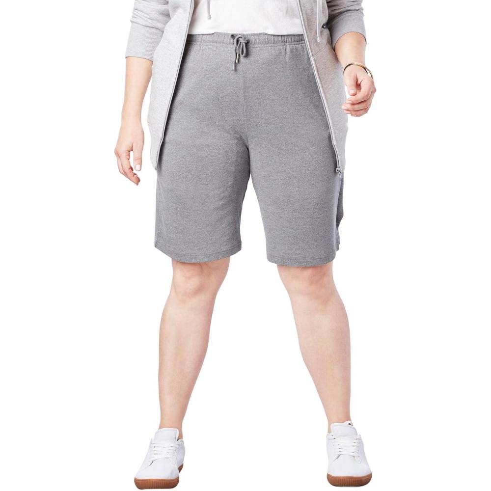 image:imageWoman Within Plus Size Sport Knit ShortMedium Heather Grey