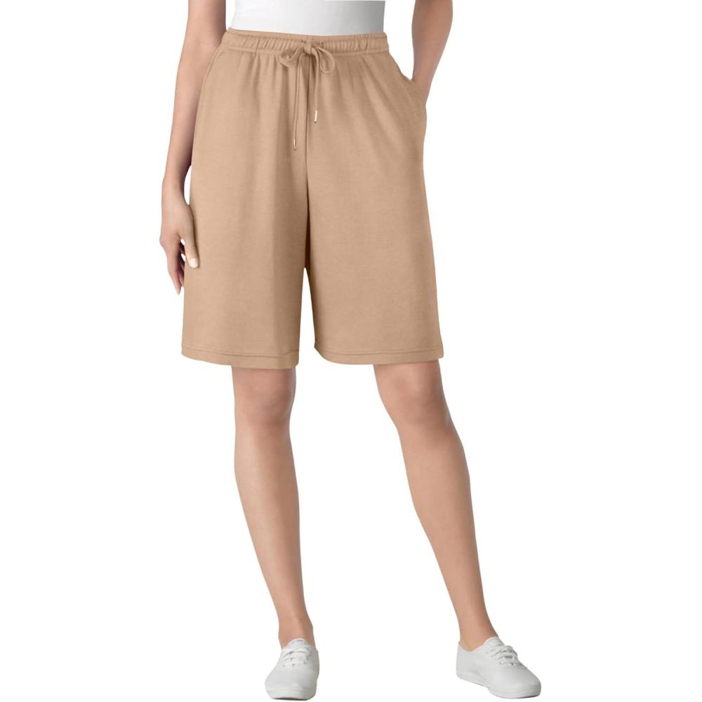 image:imageWoman Within Plus Size Sport Knit ShortNew Khaki