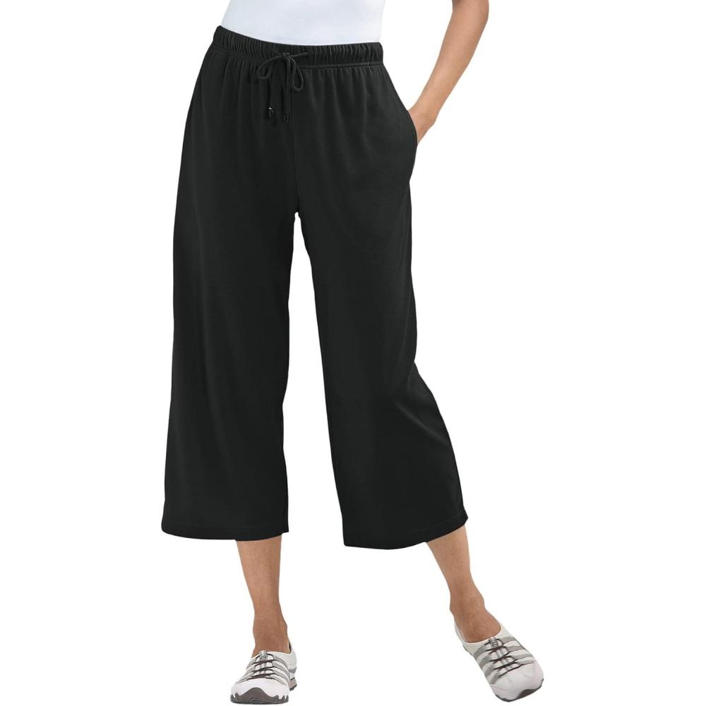 image:imageWoman Within Plus Size SportKnit PullOn Capri PantsBlack