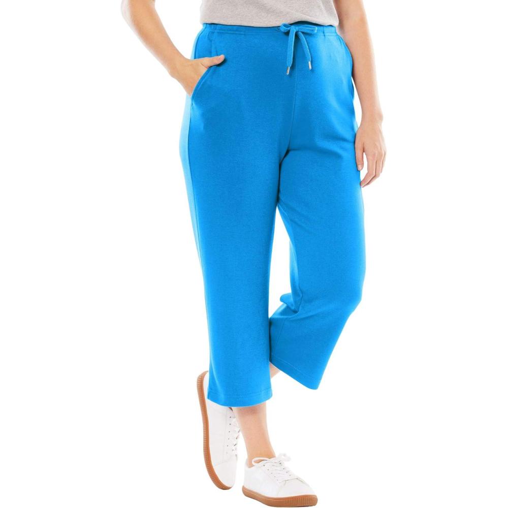 image:imageWoman Within Plus Size SportKnit PullOn Capri PantsBright Cobalt
