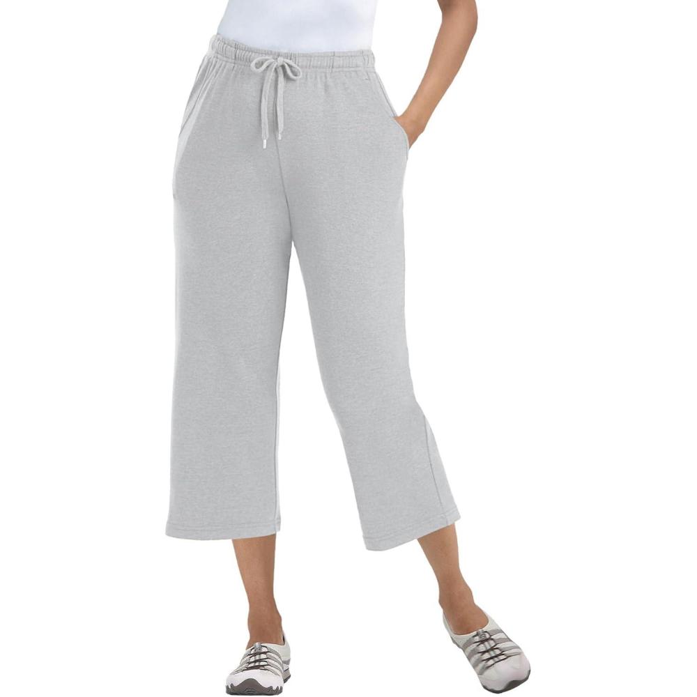 image:imageWoman Within Plus Size SportKnit PullOn Capri PantsHeather Grey