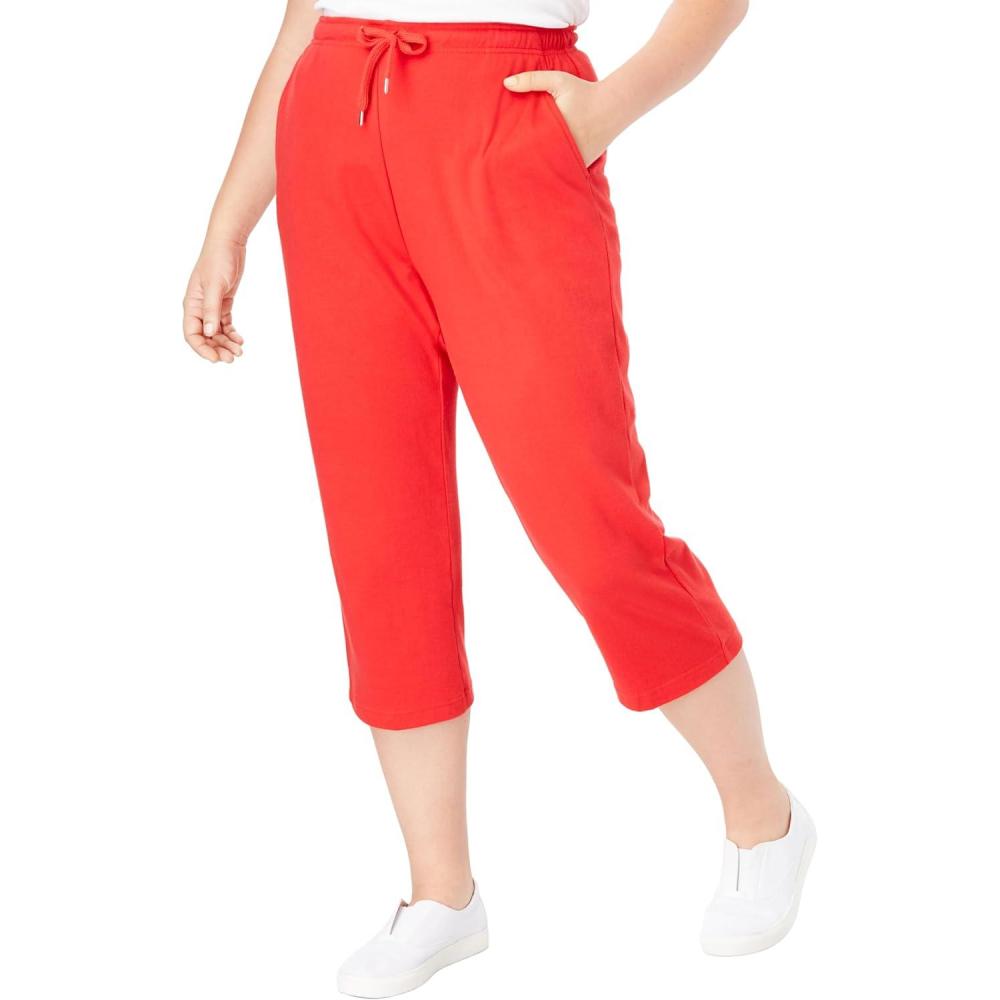 image:imageWoman Within Plus Size SportKnit PullOn Capri PantsHeather Navy