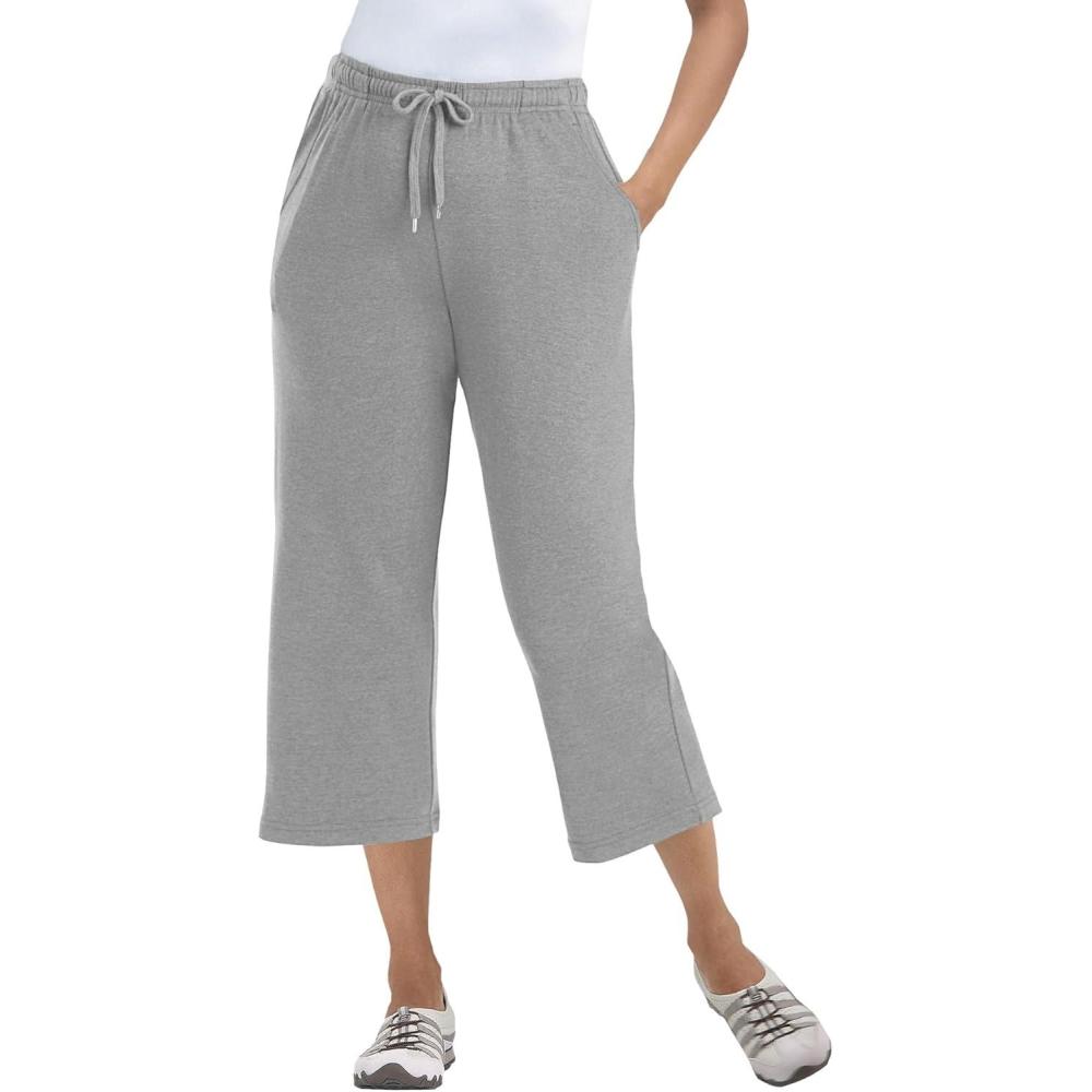 image:imageWoman Within Plus Size SportKnit PullOn Capri PantsMedium Heather Grey