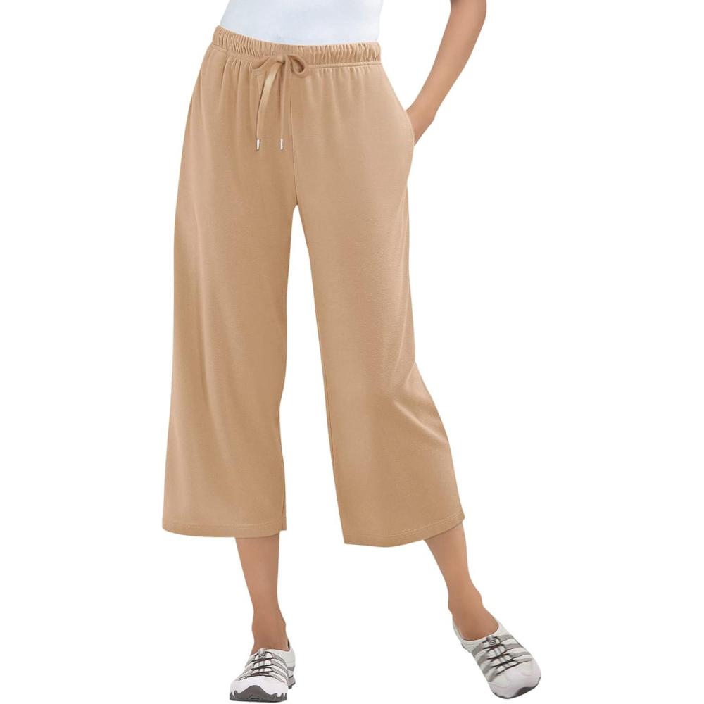 image:imageWoman Within Plus Size SportKnit PullOn Capri PantsNew Khaki