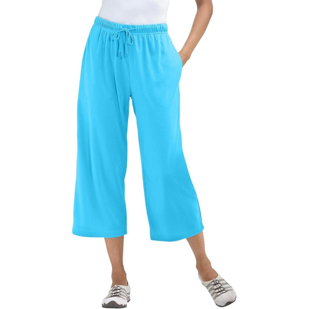 image:imageWoman Within Plus Size SportKnit PullOn Capri PantsParadise Blue