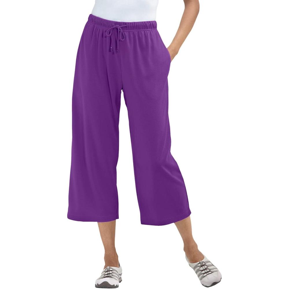 image:imageWoman Within Plus Size SportKnit PullOn Capri PantsPurple Orchid