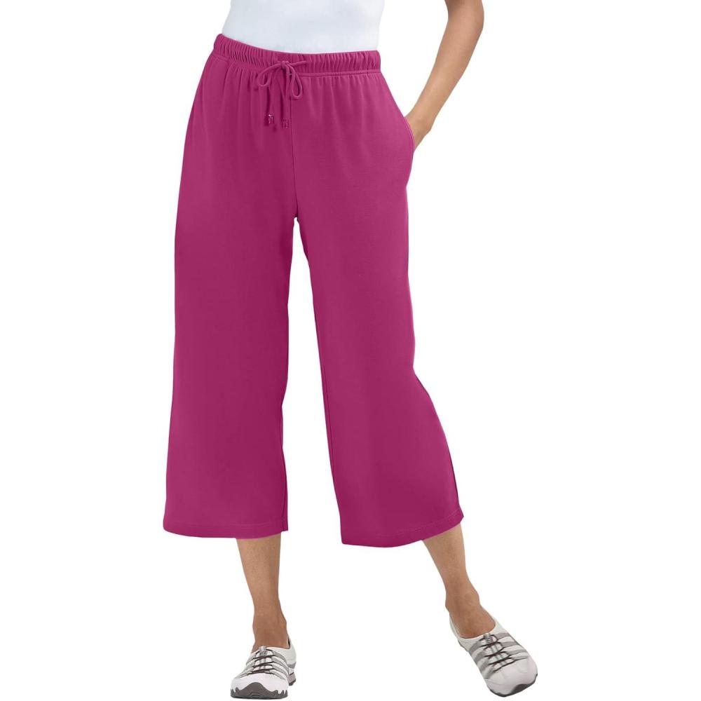image:imageWoman Within Plus Size SportKnit PullOn Capri PantsRaspberry
