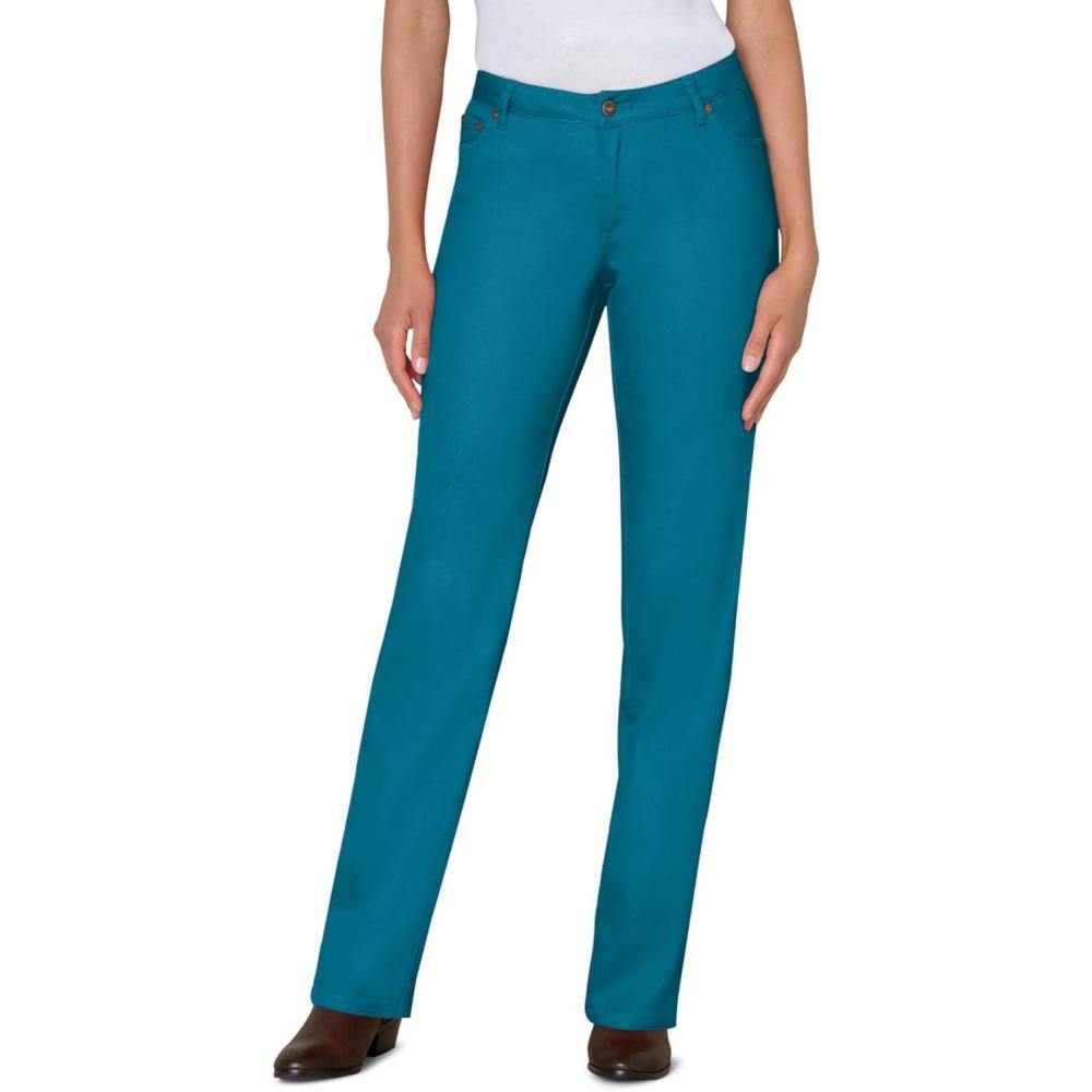 image:imageWoman Within Plus Size StraightLeg Stretch Denim FivePocket JeansDeep Teal