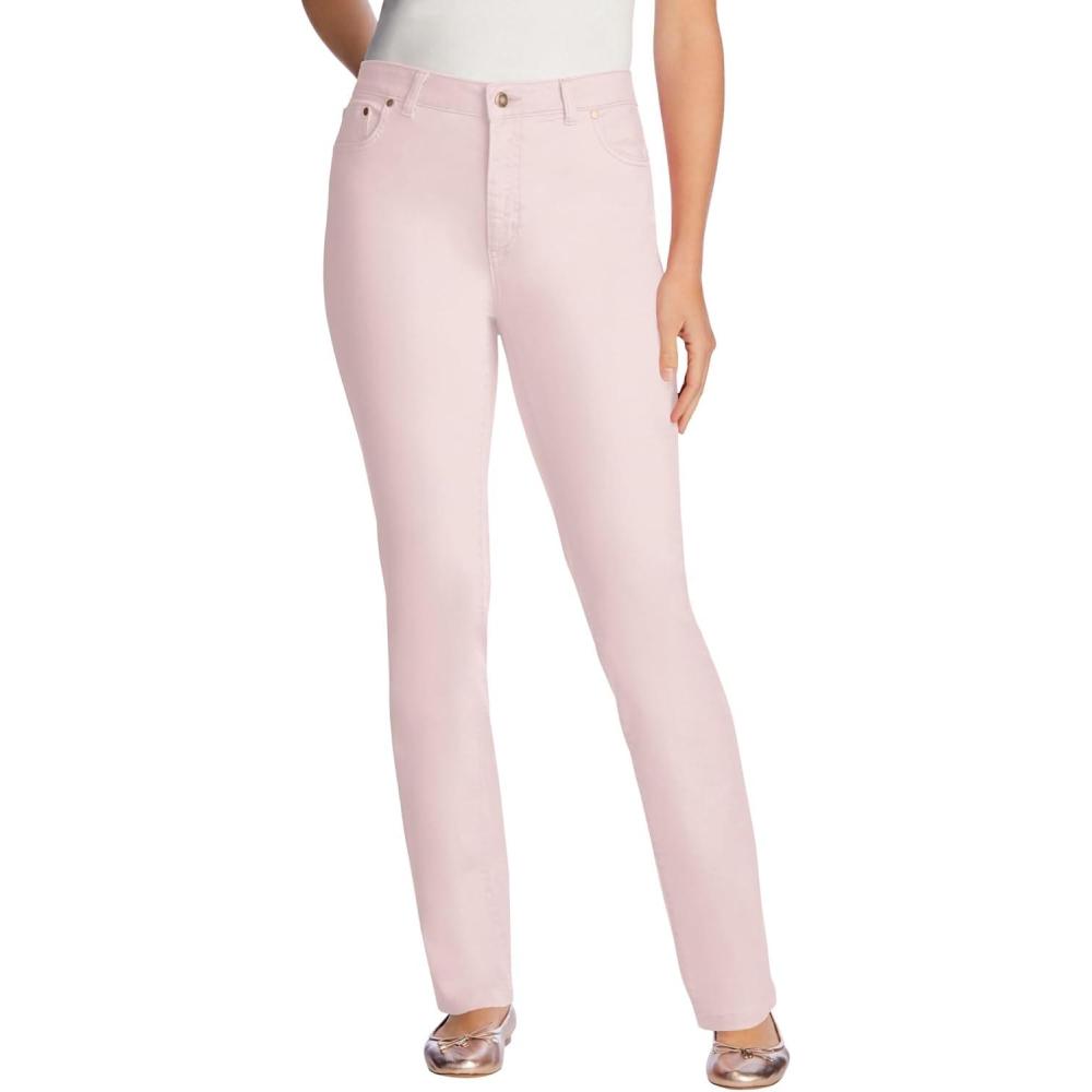 image:imageWoman Within Plus Size StraightLeg Stretch Denim FivePocket JeansDelicate Pink