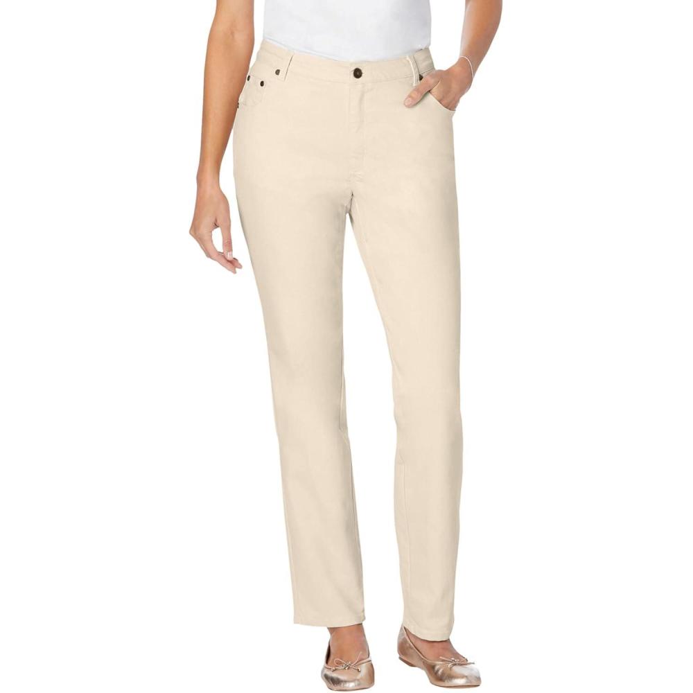image:imageWoman Within Plus Size StraightLeg Stretch Denim FivePocket JeansNatural Khaki