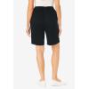 Woman Within Plus Size 7-Day Elastic-Waist Pull-On Cotton Denim Shorts(Black)