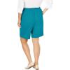 Woman Within Plus Size 7-Day Elastic-Waist Pull-On Cotton Denim Shorts(Chocolate)