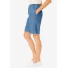 Woman Within Plus Size 7-Day Elastic-Waist Pull-On Cotton Denim Shorts(Light Stonewash)
