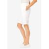 Woman Within Plus Size 7-Day Elastic-Waist Pull-On Cotton Denim Shorts(White)