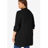 Woman Within Plus Size Button-Front Shaker Cardigan Sweater(Black)