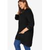 Woman Within Plus Size Button-Front Shaker Cardigan Sweater(Black)