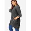 Woman Within Plus Size Button-Front Shaker Cardigan Sweater(Black White Marled)