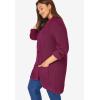 Woman Within Plus Size Button-Front Shaker Cardigan Sweater(Deep Claret)