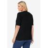 Woman Within Plus Size Perfect Elbow-Length Sleeve Cardigan Sweater(Black)