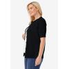 Woman Within Plus Size Perfect Elbow-Length Sleeve Cardigan Sweater(Black)