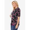 Woman Within Plus Size Perfect Elbow-Length Sleeve Cardigan Sweater(Black Floral)