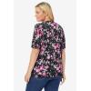 Woman Within Plus Size Perfect Elbow-Length Sleeve Cardigan Sweater(Black Floral)