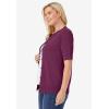 Woman Within Plus Size Perfect Elbow-Length Sleeve Cardigan Sweater(Deep Claret)