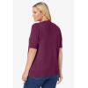 Woman Within Plus Size Perfect Elbow-Length Sleeve Cardigan Sweater(Deep Claret)