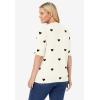 Woman Within Plus Size Perfect Elbow-Length Sleeve Cardigan Sweater(Ivory Black Heart)