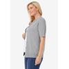 Woman Within Plus Size Perfect Elbow-Length Sleeve Cardigan Sweater(Medium Heather Grey)