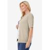Woman Within Plus Size Perfect Elbow-Length Sleeve Cardigan Sweater(Natural Khaki)